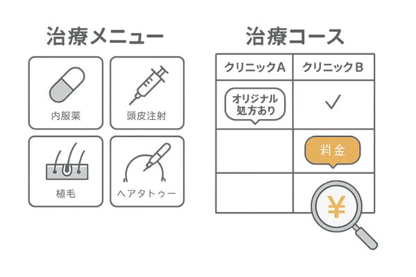 治療コース、メニュー内容を確認する