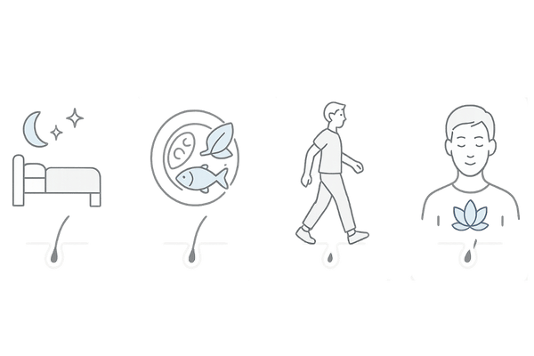 生活習慣でできる薬を使わないAGA対策｜睡眠・食事・運動・ストレス管理のフロー