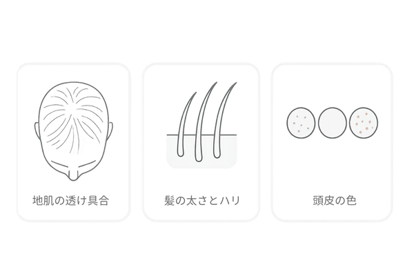 頭頂部薄毛のセルフチェック｜3つの視点を図解