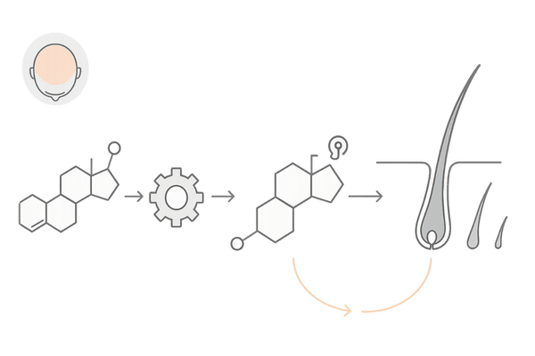 DHTと頭頂部薄毛のメカニズム｜AGAの進行図