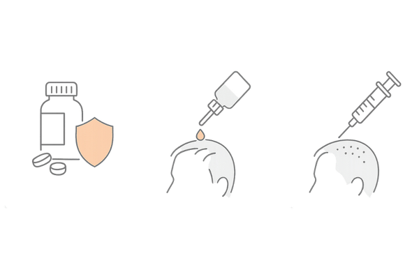 AGA治療の費用内訳｜内服薬・外用薬・注入治療の比較イラスト