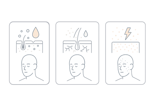 頭皮タイプ別セルフチェック｜脂性肌・乾燥肌・敏感肌の3カード比較