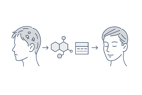 ミコナゾール硝酸塩シャンプーの作用機序｜マラセチア菌抑制と頭皮環境の正常化（つむじ・頭頂部のフケとかゆみ対策）