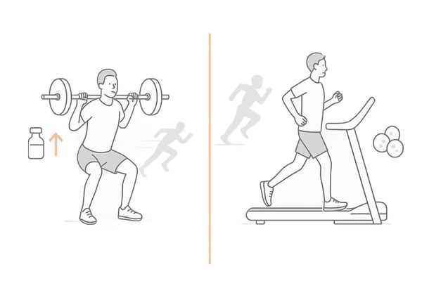 無酸素運動と有酸素運動の比較イラスト｜テストステロン分泌と薄毛リスクの違い