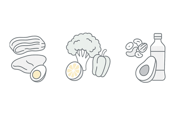 育毛に重要なビタミンB・C・Eの食品例｜3カードで見る代表食材イラスト