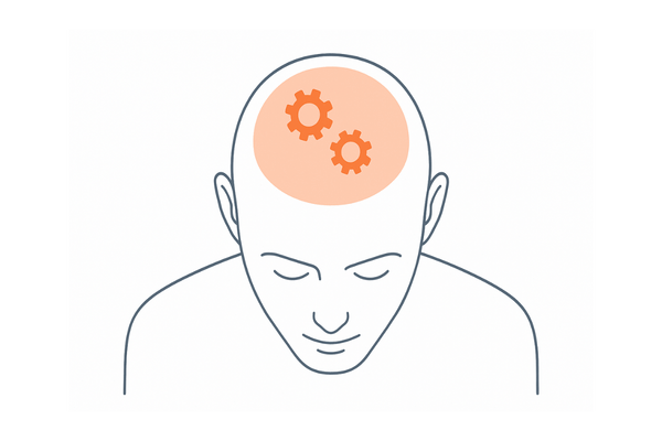 1型・2型5αリダクターゼの分布を示す抽象マップ（前頭部・頭頂部）