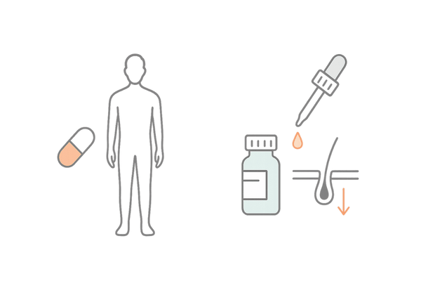 内服薬と育毛剤（外用）の作用比較