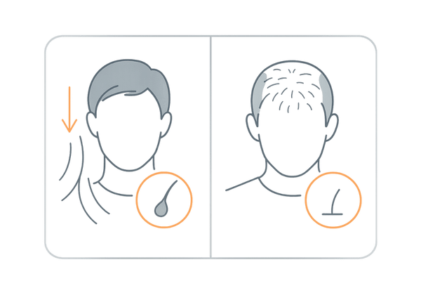 抜け毛と薄毛の違い|現象と症状を左右比較するイラスト
