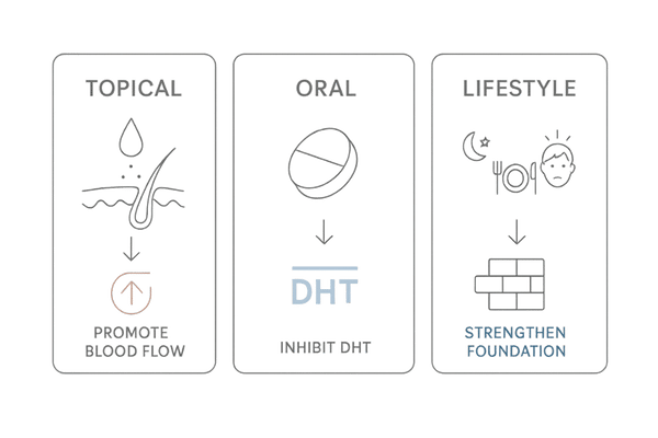 治療段階比較の可視化（外用・内服・生活の役割）