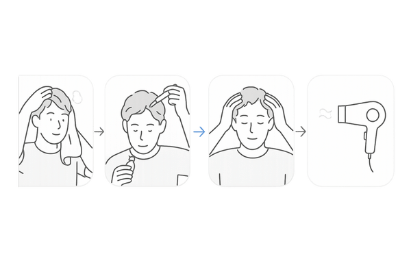 ケトコナゾールローションの正しい塗り方4ステップ（頭皮に直接・優しく塗布）