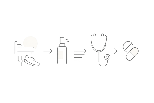若年層の対策ステップ｜生活改善→育毛剤→医師相談→内服薬の段階的アプローチ