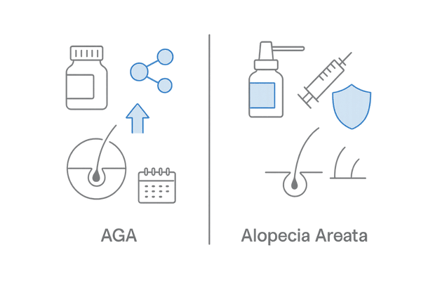 AGAと円形脱毛症の治療アプローチ比較(DHT抑制と免疫調整)