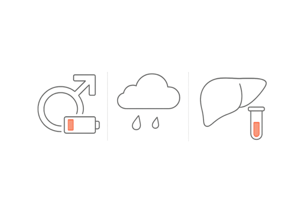 主な副作用のイメージ（性機能・気分・肝機能をピクトで整理）