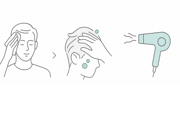 運動後の頭皮ケア3ステップ（汗対策：拭く→洗う→乾かす）