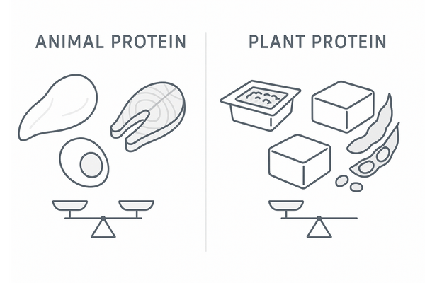 動物性×植物性タンパク質のバランス図(髪の材料になる良質タンパク源)