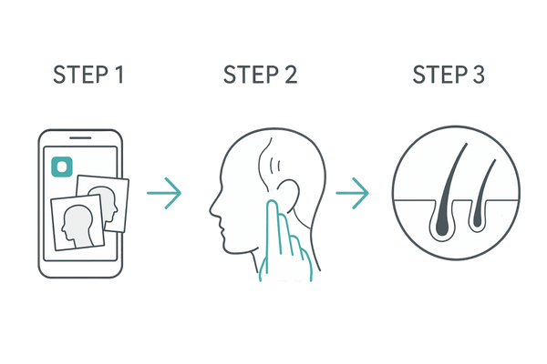 おでこのはげセルフチェック3ステップ（写真比較・しわ距離・毛根観察）
