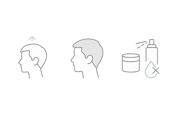 前髪の薄さを目立たせにくくするスタイリングのコツ|トップに高さ・全体短め・パウダー/スプレー活用