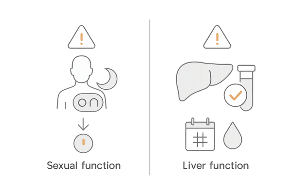 内服薬の主な副作用（性機能・肝機能）注意ポイント｜フィナステリド/デュタステリド