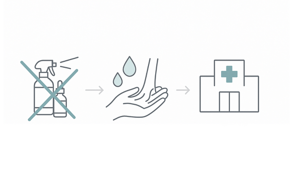 かゆみ・かぶれ・発疹が出た時の対処法|中止→洗浄→受診の3ステップフロー