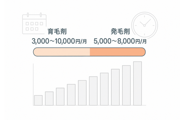 育毛剤と発毛剤の費用比較と継続コストイメージ