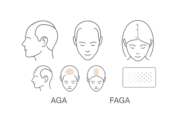 AGAとFAGAの進行パターン比較（ハミルトン・ノーウッド／ルードヴィッヒ）