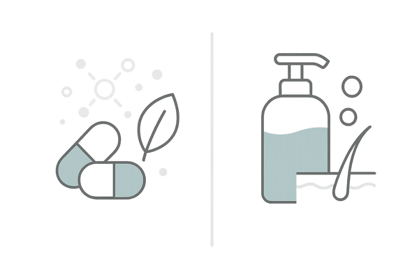 薄毛対策の基本｜サプリメントとAGA治療薬の役割比較（2カラム図）