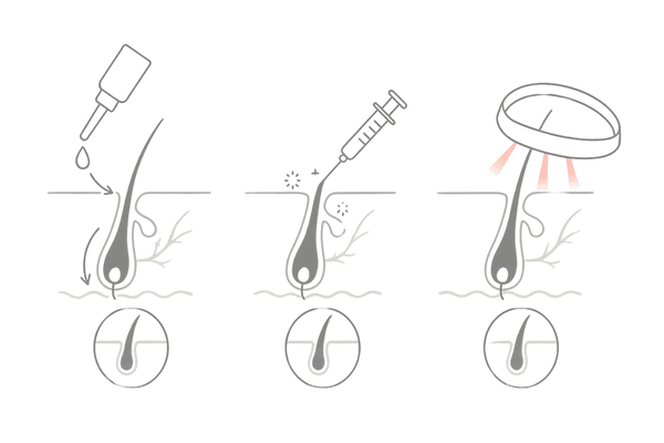 毛母細胞を活性化する医療アプローチ比較｜ミノキシジル・成長因子注入・低出力レーザー