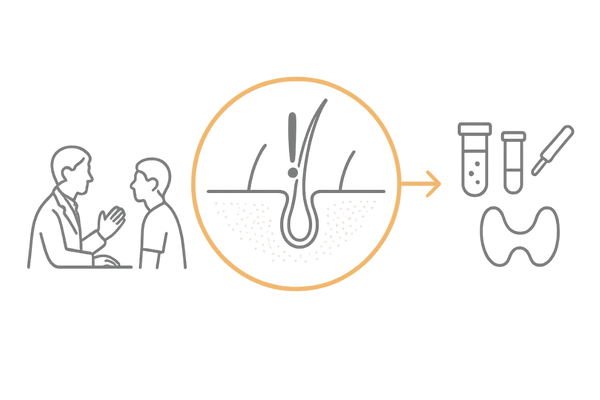 専門クリニックでの診断方法の流れ（問診・ダーモスコピー・血液検査の視覚化）