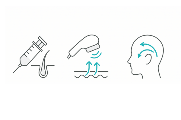 生え際改善の選択肢比較（注入治療・頭皮施術・自毛植毛）