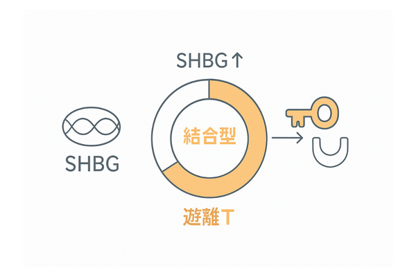 SHBGが活性型テストステロン(遊離T)に与える影響|割合の概念図