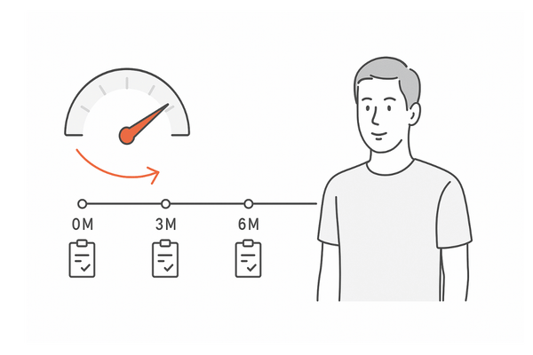 検査のモニタリング｜0M/3M/6M/12Mでの評価タイムライン