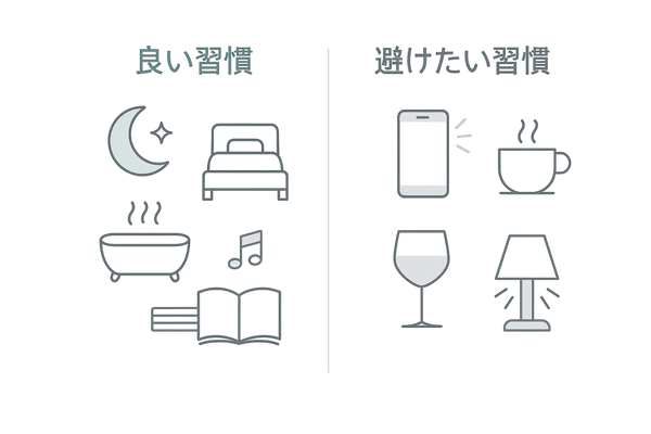 睡眠習慣の見直し：良い習慣と避けたい習慣の2カラム比較（薄毛対策）