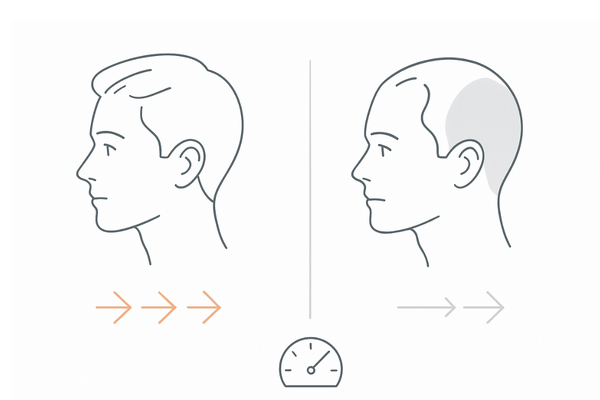 若年性AGAと成人AGAの違い|進行速度と心理的影響の比較(10代 AGA 解説用横長図)