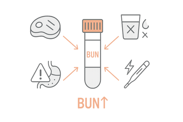 BUNの変動要因|食事・脱水・代謝亢進・消化管出血の影響