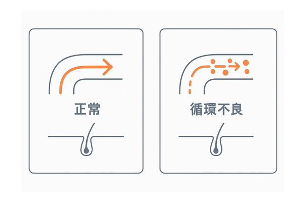 正常血流とドロドロ血の比較