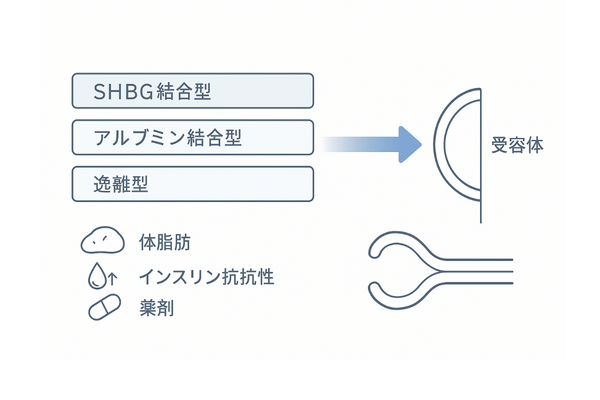 SHBGと結合型・遊離型の関係（結合バランスと生活要因）