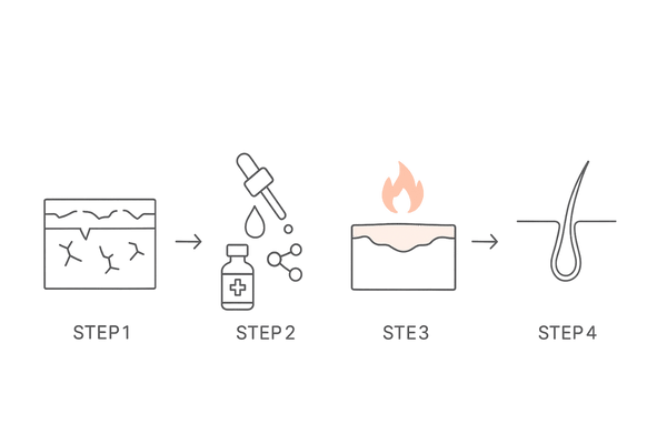 ミノキシジルで頭皮が赤くなる仕組み｜バリア低下→刺激→炎症→効果低下の流れ