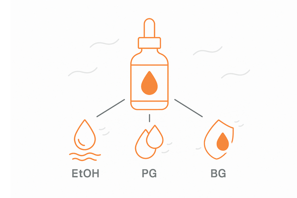 ミノキシジルの匂いの原因は溶剤｜エタノール・PG・BGの図解