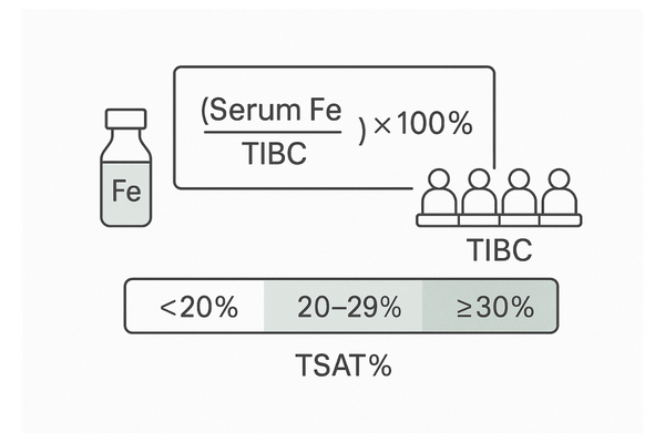 トランスフェリン飽和度（TSAT）の考え方 ― （血清鉄÷TIBC）×100%