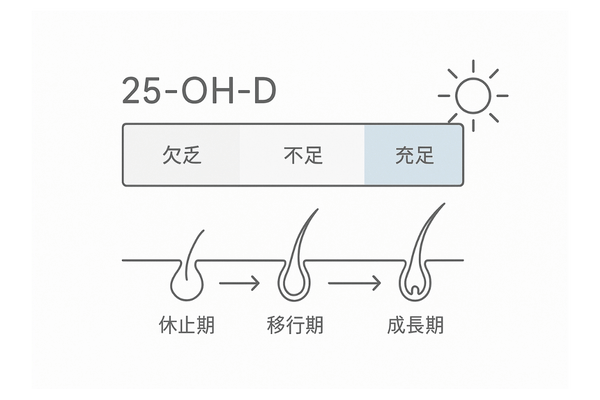 ビタミンD（25-OH-D）と毛周期 ― 欠乏・不足・充足のレンジ