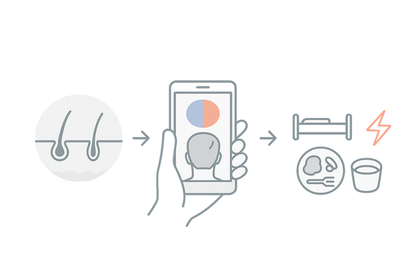 後頭部薄毛セルフチェックの流れ|毛根観察→頭皮色の確認→生活習慣の振り返り(3ステップ)