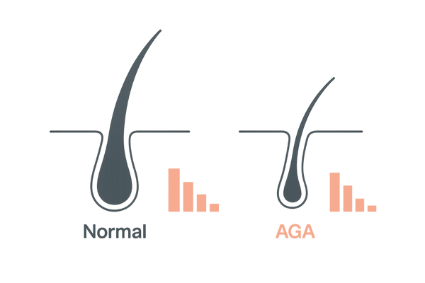 AGAの軟毛化:直径分布の変化とミニチュア化の視覚的サイン