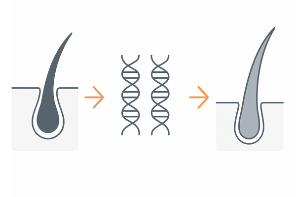 タンパク質と髪の関係|ケラチン構造と毛髪のイメージ図