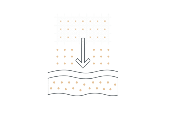 ナノ化・独自デリバリーで角層へ均一に届ける浸透イメージ
