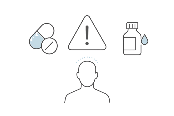 AGA内服・外用で想定される副作用リスクの抽象イメージ