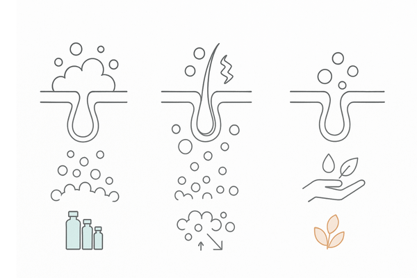 界面活性剤の種類と洗浄力イメージ|高級アルコール系・石けん系・アミノ酸系の比較