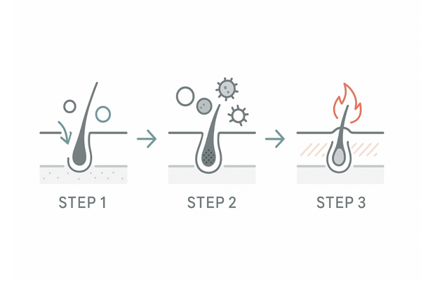 洗浄力が弱すぎる場合の悪循環|洗浄不足→皮脂残留→毛穴詰まり・炎症