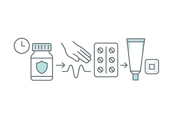 帯状疱疹の早期治療フロー（抗ウイルス薬・痛みのコントロール・皮膚ケアの三本柱）