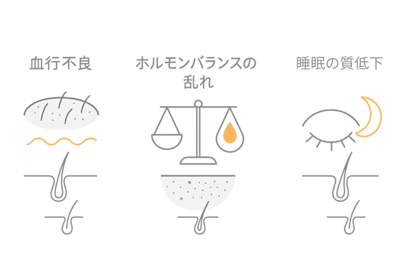 ストレスが抜け毛に与える影響｜血行不良・ホルモン乱れ・睡眠低下の3要因