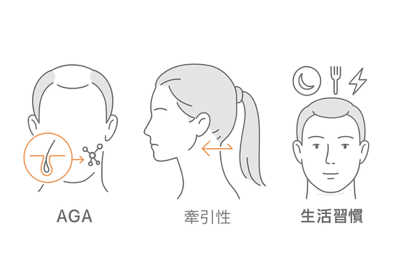 こめかみ薄毛の原因比較|AGA・牽引性・生活習慣の違い